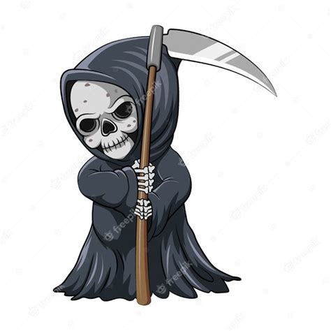 Premium Vector The Cartoon Of The Cute Grim Reaper Holding The Scythe
