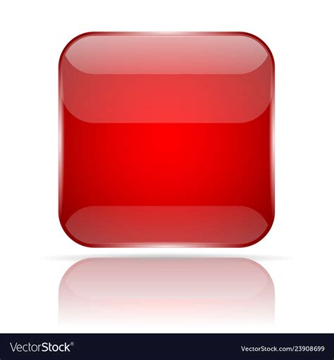 Red 3d Glass Button Square Icon Royalty Free Vector Image