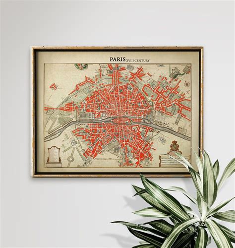Paris Map Art Print Colorful Paris City Map Poster Vintage Etsy In