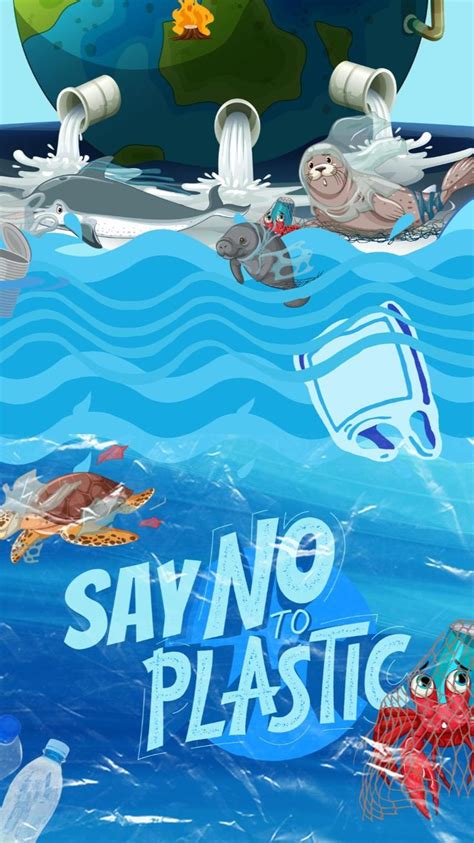 Say No To Plastic Save Marine Life Poster Drawing Art Drawings
