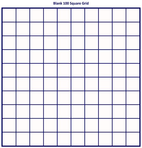 Free Printable Blank 100 Chart Printable