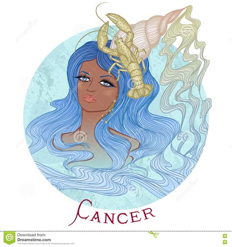 Astrological Sign Of Cancer As A Beautiful African American Girl Stock