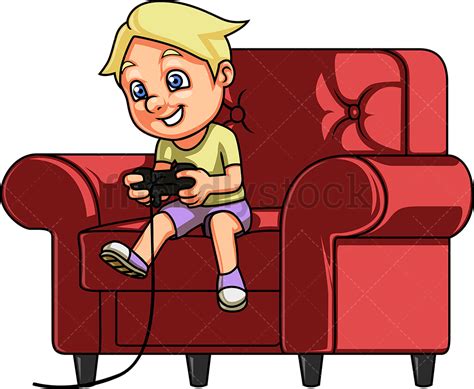 Boy Gamer Playing Video Games Cartoon Clipart Vector