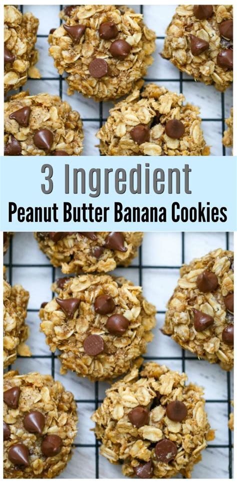 Healthy banana bread breakfast cookies made with just banana and oats. Peanut Butter Banana Cookies - 3 Ingredient | Recipe in ...