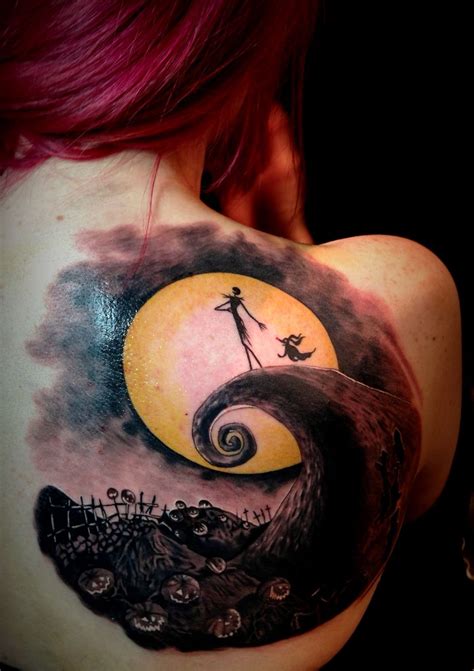Jack And Sally On Hill Tattoo