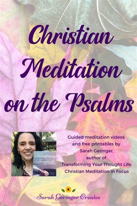 Christian Meditation On The Psalms Sarah Geringer Christian