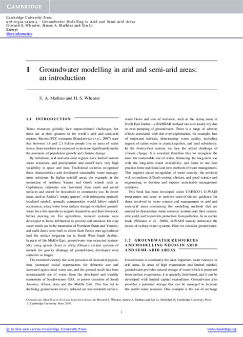 Pdf Groundwater Modelling In Arid And Semi Arid Areas Albrecht Von
