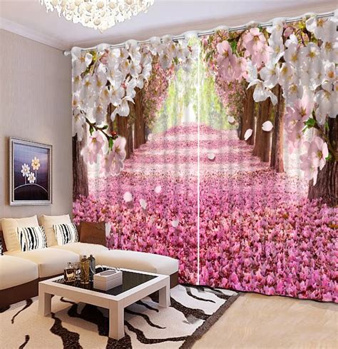 Modern Beautiful 3d Curtains Cherry Blossoms Romantic Bedroom Curtains For Window Home Decor In