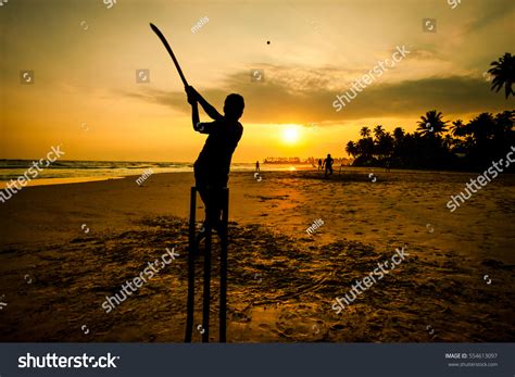 Boy Playing Cricket Sunset On Tropical Stock Photo 554613097 Shutterstock
