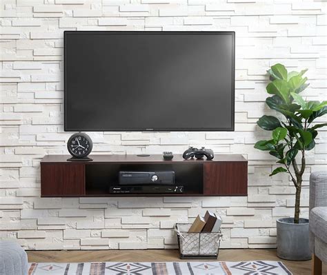 Fitueyes Floating Tv Stand Wall Mounted Entertainment Center Walnut