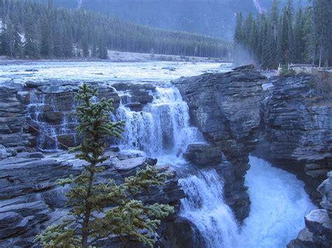 Top Amazing Places On Earth Beautiful Athabasca Falls At Dusk Jasper