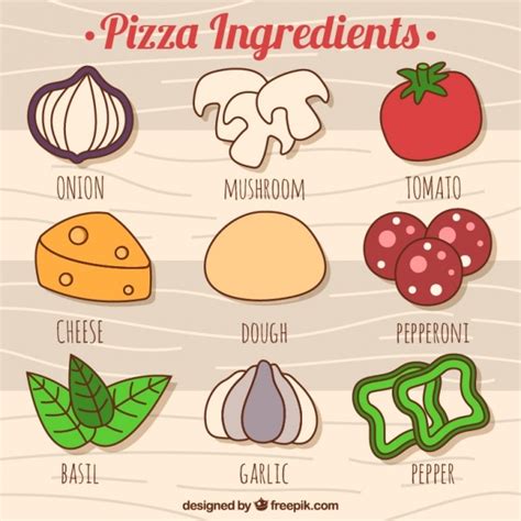 Ingredientes Dibujados A Mano Para Hacer Una Pizza Vector Gratis