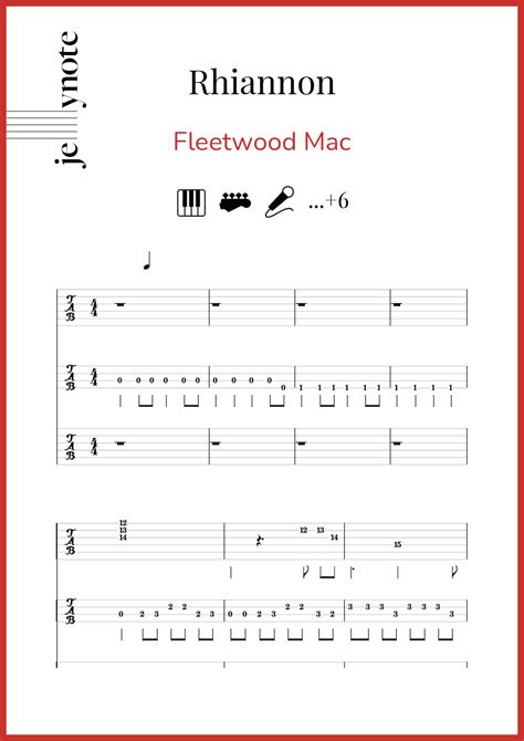 Partituras De Fleetwood Mac Rhiannon Bajo Y Guitarra Jellynote