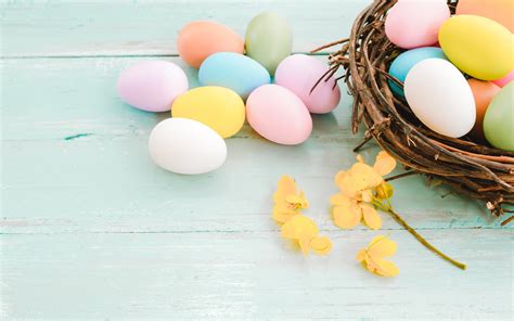 Download Wallpapers Easter Colorful Eggs Spring Basket Happy Easter