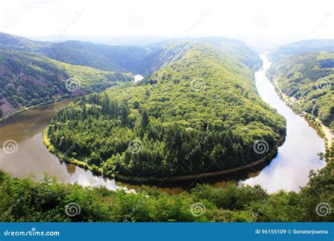 Beautiful View On The Saar River Loop At Mettlach Germany Stock Image Image Of View River