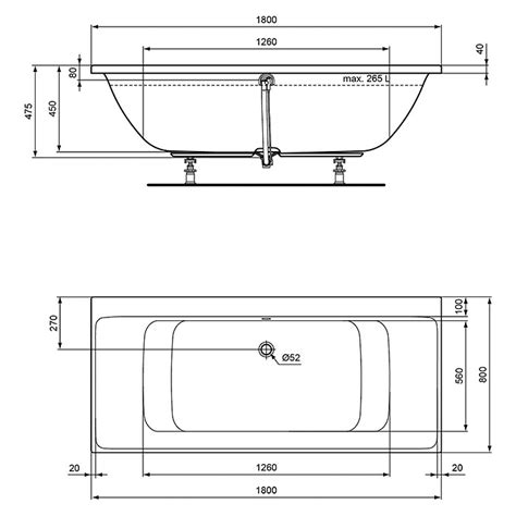 Badewanne, standard, weiß,asymmetrisch,(b,t,h) 170 x 70 x 50 cm #bad #badewanne #bath #simple_bathtub. Ideal Standard Connect Air Badewanne (180 x 80 cm ...