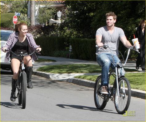 Full Sized Photo Of Miley Liam Bike Ride 03 Miley Cyrus And Liam Hemsworth Tour Toluca Lake