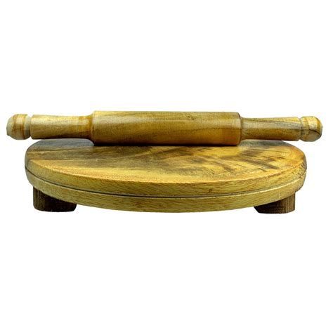 Buy Online Sahya Dale Wooden Chapati Board And Roller Set Wooden