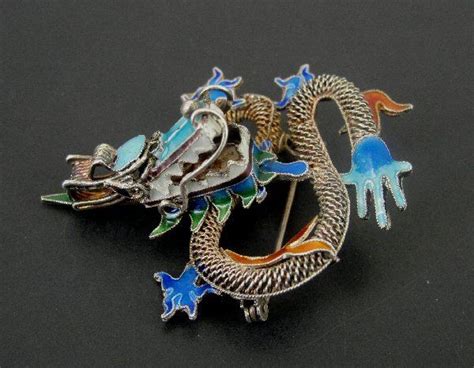 Vintage Dragon With Enamel Detailed Sterling 925 Silver Brooch Pin Ebay