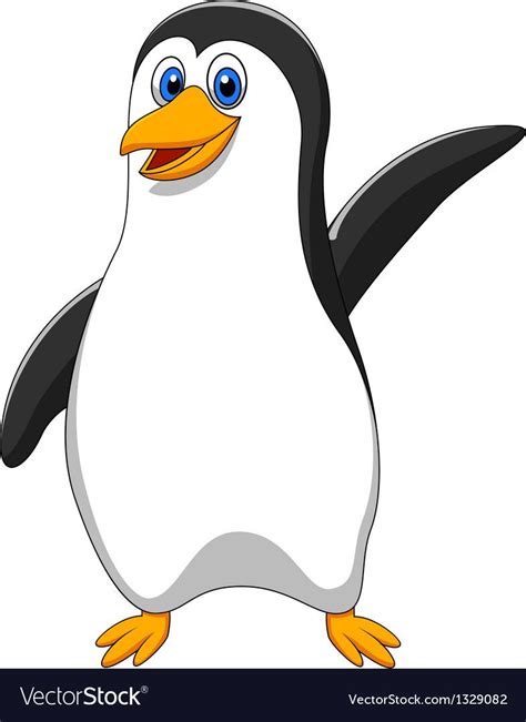 Vector Illustration Of Cute Penguin Cartoon Waving Download A Free