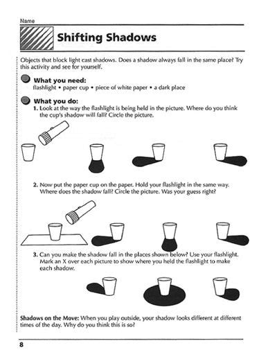 Shadows Light Science First Grade Science Shadow Experiments