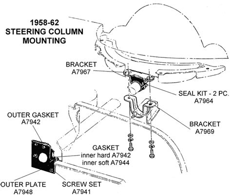 1958 62 Steering Column Mounting Diagram View Chicago Corvette Supply