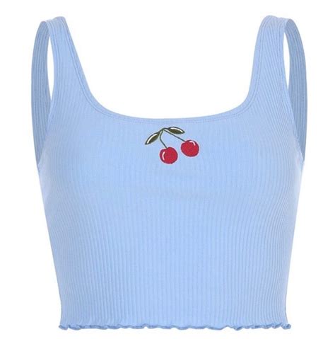 Embroidered Cherry Y2k Tank Top Cami Crop Top 90s Aesthetic Etsy