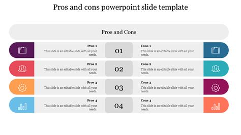Customized Pros And Cons Powerpoint Slide Template Design