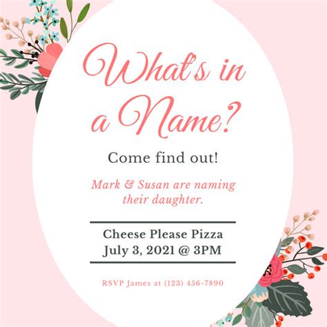 Don't get too hung up on who. Pink Floral Baby Naming Ceremony Invitation - Templates by ...