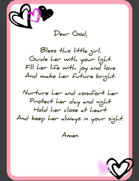 Little Girl Prayer Prayer For Baby Baby Girl Diy Baby Shower Cards