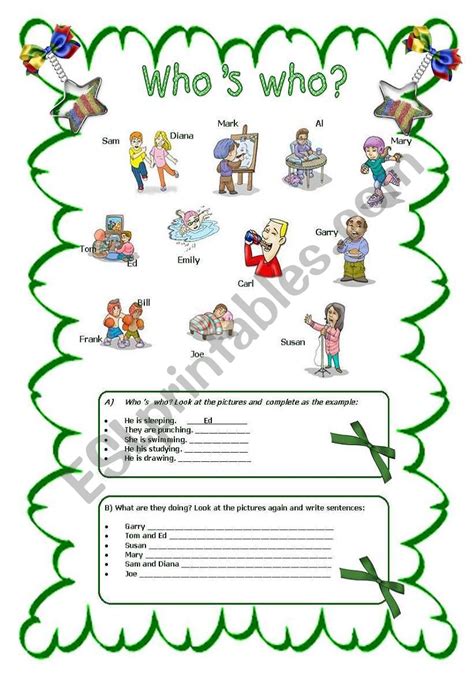 Who´s Who Esl Worksheet By Vanda51