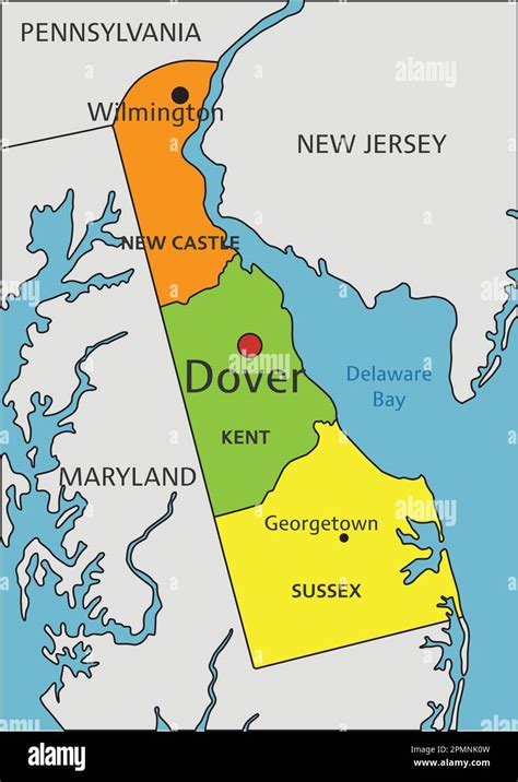 Colorful Delaware Political Map With Clearly Labeled Separated Layers