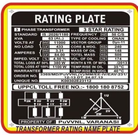 Solved Rating Plate 3 Phase Transformer 3 Star Rating