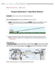 The initial amount of each substance can be manipulated. Student Exploration Triple Beam Balance Gizmo Answer Key ...