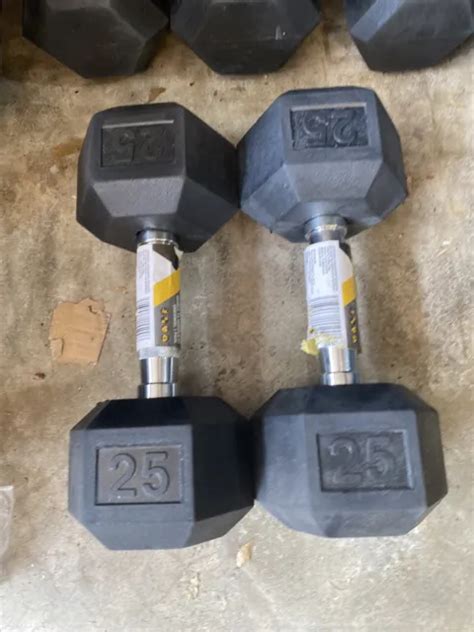 25 Lb Pound Rubber Coated Hex Dumbbells Weights 50lbs Total New 6799