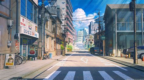 Artstation Tokyo Street Arseniy Chebynkin Scenery Wallpaper Anime