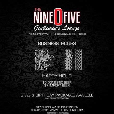The Nine O Five Lounge Opening Hours 947 Dillingham Rd Pickering On