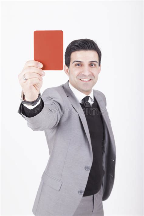 Businessman Showing Red Card Stock Photo Image Of Expression
