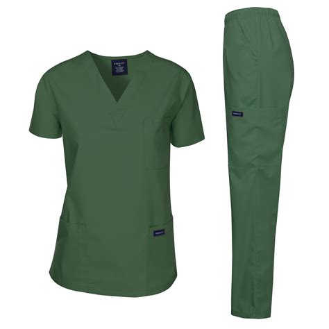 dagacci scrubs medical uniform unisex scrubs set medical scrubs top and pants hunter green