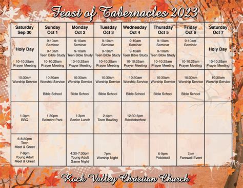 Feast Calendar Sabbath Christian Church Rock Valley Christian Church