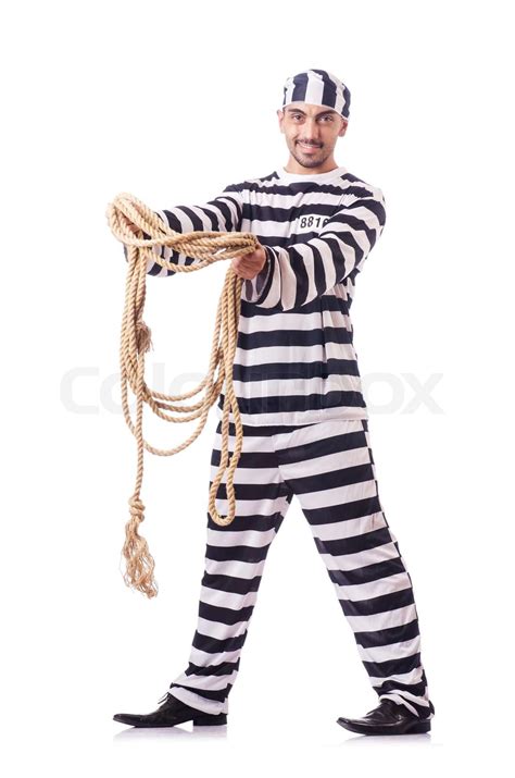 convict criminal in striped uniform stock image colourbox