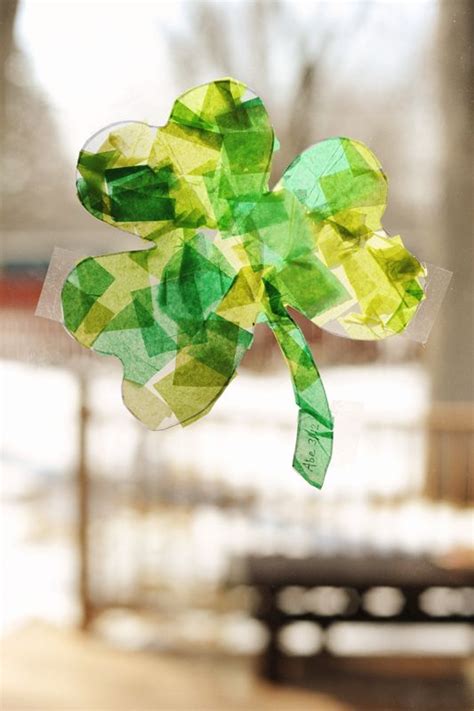Stained Glass Shamrocks St Patricks Day Crafts Shamrock Craft