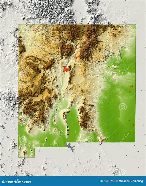 New Mexico Shaded Relief Map Stock Illustration Illustration Of