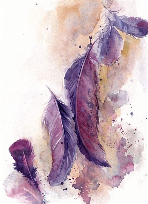 Feathers Painting Original Watercolor Painting Painting Of Feathers