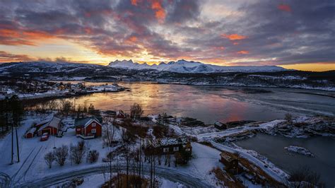 Wallpaper Norway Bodo Winter Nature Sky Snow Scenery River 1920x1080