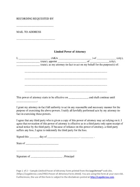 Limited Power Of Attorney Form Free Templates In PDF Word Excel Download