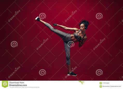 African Female Exercising Taekwondo Stock Image Image Of Fitness Mixed 111015337