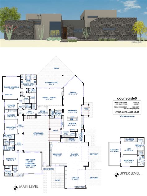 Courtyard60 Luxury Modern House Plan 61custom Contemporary And Modern