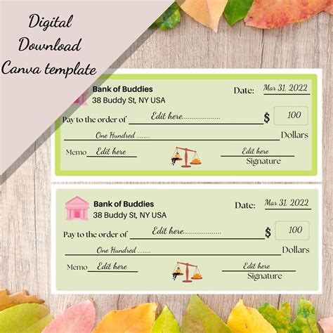 T Cheque Diy T Certificate Template Card Voucher Etsy Australia