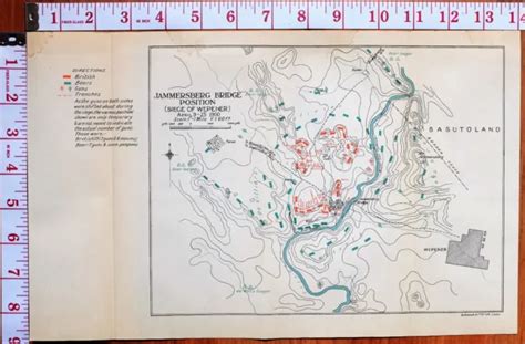 BOER WAR ERA Map Battle Plan Jammersberg Bridge Position April 1900